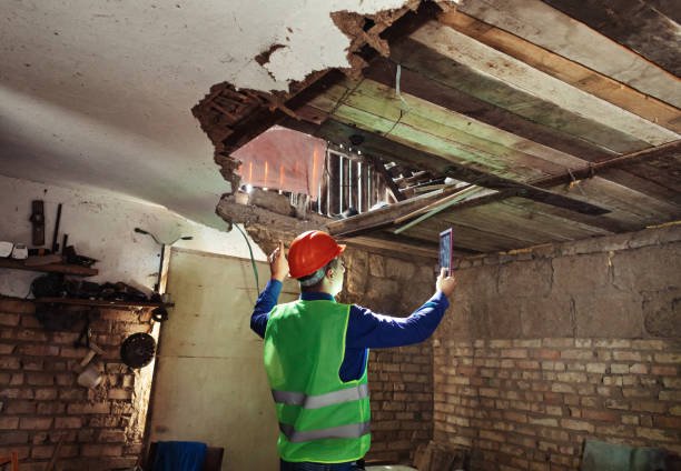 24/7 Asbestos Removal & Cleanup Services in Bellevue, Washington 1 A worker in a green vest and safety vest stands with a ladder, ready for asbestos removal and cleanup tasks.